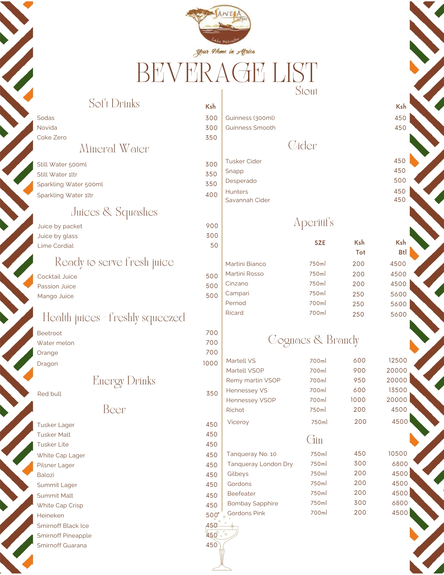 Beverage Menu A